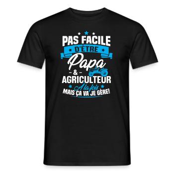 Pas facile d'être papa et agriculteur - T-shirt homme - noir - Devant - AI Model Male 178 light (178cm)