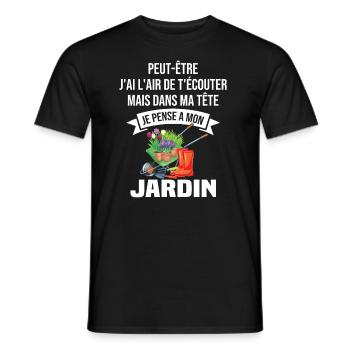 Dans ma tête je pense a mon jardin - T-shirt homme - noir - Devant - AI Model Male 178 light (178cm)