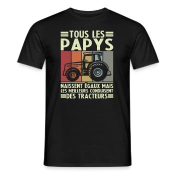 Les meilleurs papys conduisent des tracteurs - T-shirt homme - noir - Devant - AI Model Male 178 light (178cm)