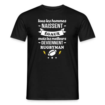 Hommes égaux meilleurs deviennent rugbymen - T-shirt homme - noir - Devant - AI Model Male 178 light (178cm)