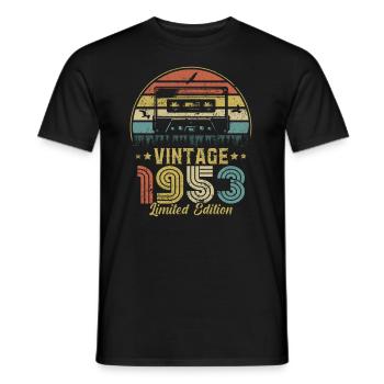 Vintage-Kassette 1953 - Männer T-Shirt - Schwarz - Vorne - AI Model Male 178 light (178cm)