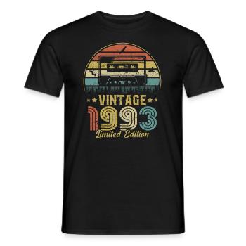 Vintage-Kassette 1993 - Männer T-Shirt - Schwarz - Vorne - AI Model Male 178 light (178cm)
