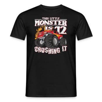 12e anniversaire plaisante ce petit camion monstre - T-shirt homme - noir - Devant - AI Model Male 178 light (178cm)