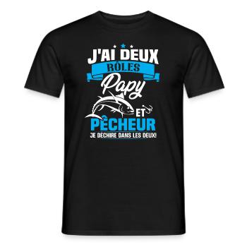 Papy Et pêcheur - T-shirt homme - noir - Devant - AI Model Male 178 light (178cm)