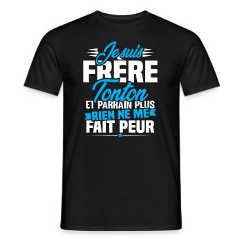 Je suis frere tonton et Parrain - T-shirt homme - noir - Devant - AI Model Male 178 light (178cm)