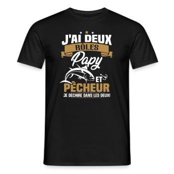 Papy Et pêcheur - T-shirt homme - noir - Devant - AI Model Male 178 light (178cm)