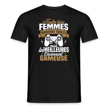 Les meilleures femmes deviennent gameuse - T-shirt homme - noir - Devant - AI Model Male 178 light (178cm)