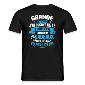 Grande Soeur J'ai essayé de te trouver des cadeaux - T-shirt homme - noir - Devant - AI Model Male 178 light (178cm)