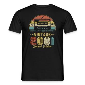 Vintage-Kassette 2001 - Männer T-Shirt - Schwarz - Vorne - AI Model Male 178 light (178cm)