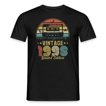 Vintage-Kassette 1998 - Männer T-Shirt - Schwarz - Vorne - AI Model Male 178 light (178cm)