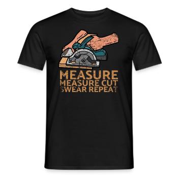 Mesure Mesure Coupe Jurer Répéter pour les charpentiers - T-shirt homme - noir - Devant - AI Model Male 178 light (178cm)