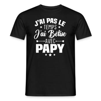 J'ai pas le temps j'ai bêtise avec papy - T-shirt homme - noir - Devant - AI Model Male 178 light (178cm)