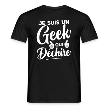 Je suis un geek qui déchire - T-shirt homme - noir - Devant - AI Model Male 178 light (178cm)
