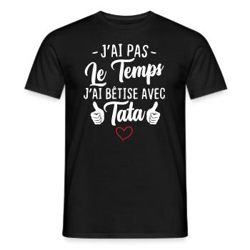 J'ai pas le temps j'ai bêtise avec tata - T-shirt homme - noir - Devant - AI Model Male 178 light (178cm)