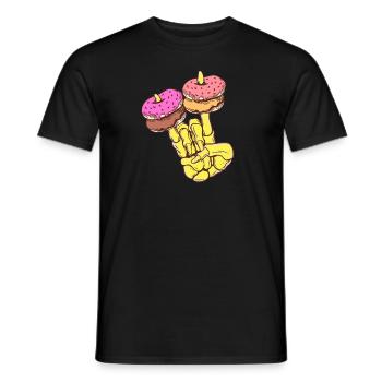 Skeletal hand with Donat - Men's T-Shirt - black - Front - AI Model Male 178 light (178cm)
