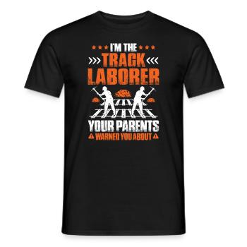 Laboratoire de construction de voies ferrées pour les travailleurs de la voie - T-shirt homme - noir - Devant - AI Model Male 178 light (178cm)