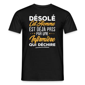 Cet homme est déjà pris par une infirmière - T-shirt homme - noir - Devant - AI Model Male 178 light (178cm)