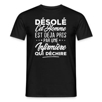 Cet homme est déjà pris par une infirmière - T-shirt homme - noir - Devant - AI Model Male 178 light (178cm)