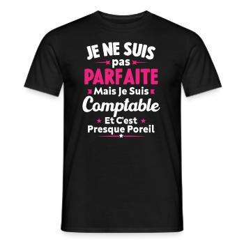 Pas parfaite mais je suis Comptable - T-shirt homme - noir - Devant - AI Model Male 178 light (178cm)