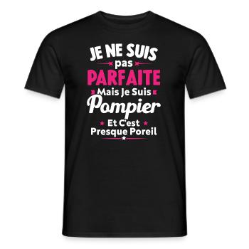 Pas parfaite mais je suis Pompier - T-shirt homme - noir - Devant - AI Model Male 178 light (178cm)
