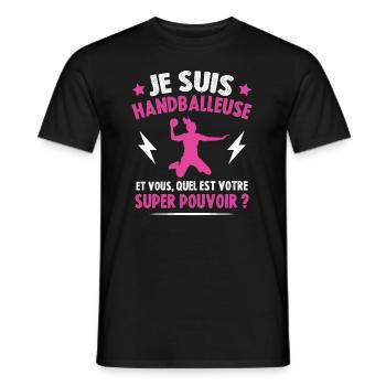 Handballeuse super-pouvoir - T-shirt homme - noir - Devant - AI Model Male 178 light (178cm)