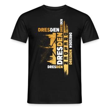 Dresde Allemagne City Skyline Police Gold - T-shirt homme - noir - Devant - AI Model Male 178 light (178cm)