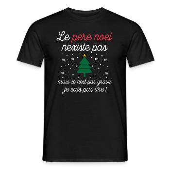 Le père noël n'existe pas - T-shirt homme - noir - Devant - AI Model Male 178 light (178cm)