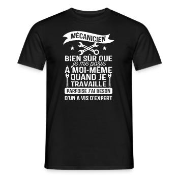 Mécanicien, bien sûr que je me parle à moi-même - T-shirt homme - noir - Devant - AI Model Male 178 light (178cm)