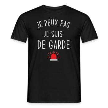 Je peux pas je suis de garde - T-shirt homme - noir - Devant - AI Model Male 178 light (178cm)