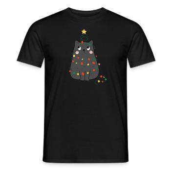 Black Cat Christmas, Meowy Christmas - Men's T-Shirt - black - Front - AI Model Male 178 light (178cm)