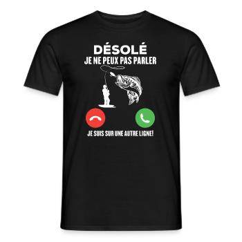 Je ne peux pas parler, je suis sur une autre ligne - T-shirt homme - noir - Devant - AI Model Male 178 light (178cm)