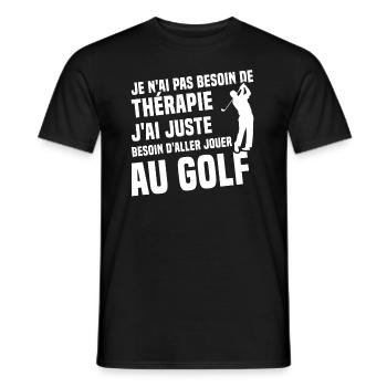 Thérapie golf - Humour cadeau golfeur - T-shirt homme - noir - Devant - AI Model Male 178 light (178cm)