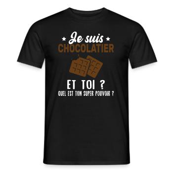 Je suis chocolatier et toi que ton super pouvoir ? - T-shirt homme - noir - Devant - AI Model Male 178 light (178cm)