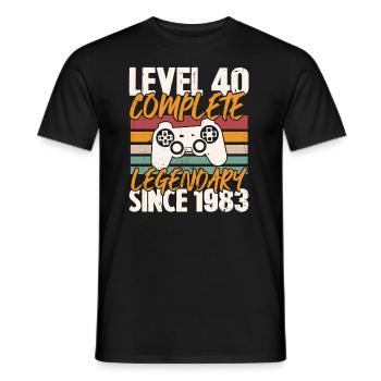 Geburtstagsgeschenk, Level 40 Complete 1983 - Männer T-Shirt - Schwarz - Vorne - AI Model Male 178 light (178cm)