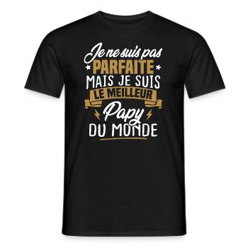 Pas parfaite mais le meilleur papy du monde - T-shirt homme - noir - Devant - AI Model Male 178 light (178cm)
