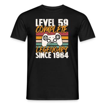 Cadeau d'anniversaire, Niveau 59 complete 1964 - T-shirt homme - noir - Devant - AI Model Male 178 light (178cm)
