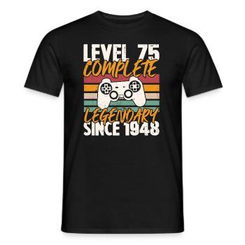 Birthday Present, Level 75 Complete 1948 - Men's T-Shirt - black - Front - AI Model Male 178 light (178cm)