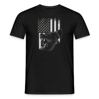 Bear and USA flag for USA and nature lovers - Men's T-Shirt - black - Front - AI Model Male 178 light (178cm)