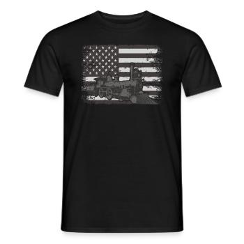 Train and USA flag I'm still playing with train - Men's T-Shirt - black - Front - AI Model Male 178 light (178cm)
