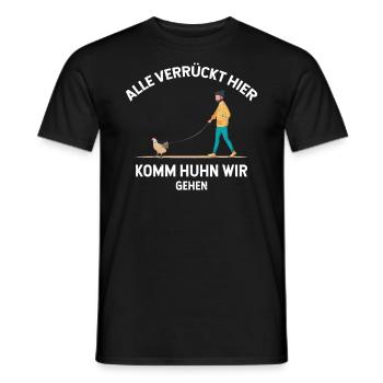 Alle verrückt hier, komm Huhn wir gehen. Hühner - Männer T-Shirt - Schwarz - Vorne - AI Model Male 178 light (178cm)