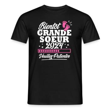 Bientôt grande soeur 2024 - T-shirt homme - noir - Devant - AI Model Male 178 light (178cm)