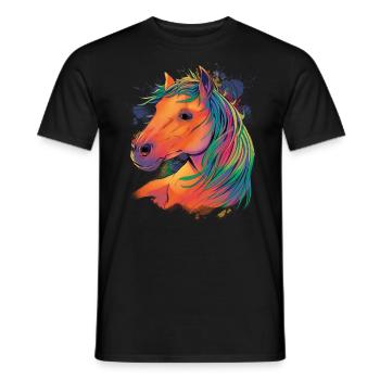 Wasserfarben Pferd design für Reiterinnen, - Männer T-Shirt - Schwarz - Vorne - AI Model Male 178 light (178cm)
