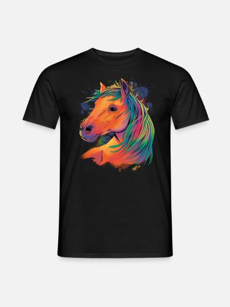 Disegno di cavalli ad acquerello per cavalieri, - T-shirt uomo - nero