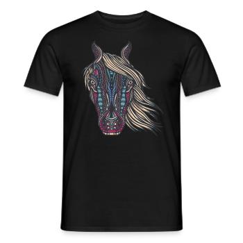 Tribal Pferd design für Reiterinnen, - Männer T-Shirt - Schwarz - Vorne - AI Model Male 178 light (178cm)