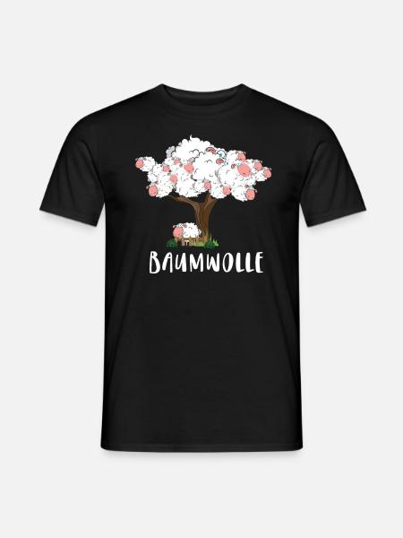 Baumwolle Wortspiel Schaf auf Baum, Schaf - Männer T-Shirt - Schwarz