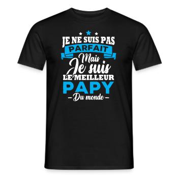 Je ne suis pas parfait meilleur papy du monde - T-shirt homme - noir - Devant - AI Model Male 178 light (178cm)