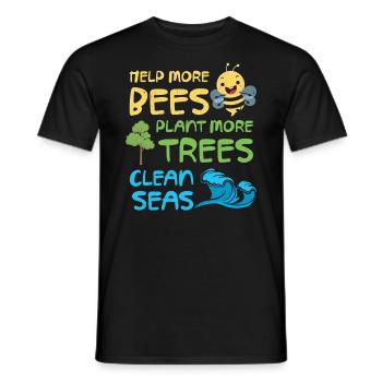 Help more bees, plant more trees, - Men's T-Shirt - black - Front - AI Model Male 178 light (178cm)