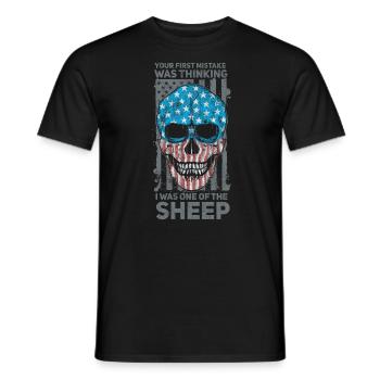Sa première erreur a été de penser que j’en étais un. - T-shirt homme - noir - Devant - AI Model Male 178 light (178cm)