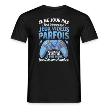 Je ne joue pas tout le temps aux jeux vidéos - T-shirt homme - noir - Devant - AI Model Male 178 light (178cm)