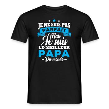 Pas parfait mais le meilleur papa du monde - T-shirt homme - noir - Devant - AI Model Male 178 light (178cm)